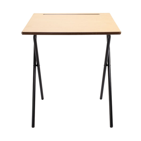 Titan Folding Exam Desk MDF Edge 600x600x720mm Beech KF78654