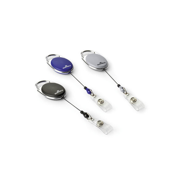 Durable STYLE Secure Retractable Clip Badge Reel for ID and Keys Blue (Pack of 10) 8324/07