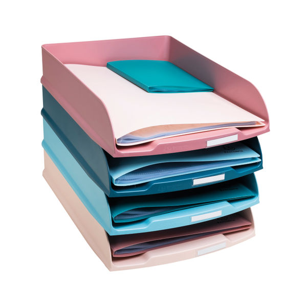 Exacompta Skandi Recycled Plastic Letter Trays Assorted (Pack of 4) 111606SETD
