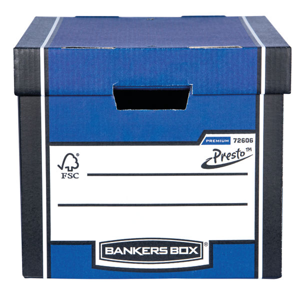 Fellowes Bankers Box Premium Presto Storage Box Blue/White (Pack of 10) 7260603