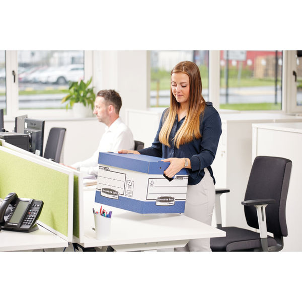 Fellowes Bankers Box Heavy Duty Blue and White Ergo Box (Pack of 10) 0038801