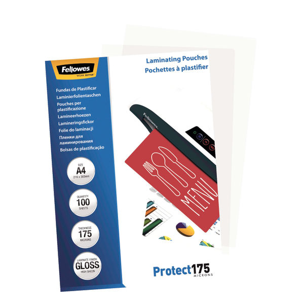 Fellowes A4 Protect Laminating Pouch 350 Micron (Pack of 100) 53087