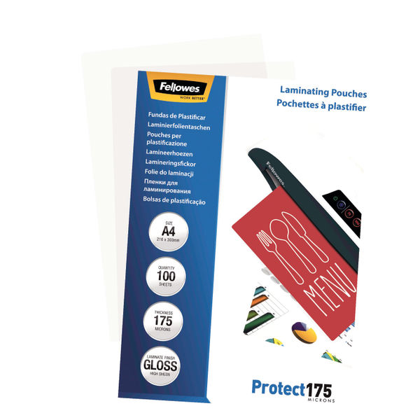 Fellowes A4 Protect Laminating Pouch 350 Micron (Pack of 100) 53087