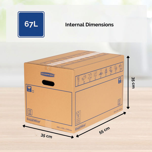 Bankers Box SmoothMove 350 x 350 x 550mm Moving Box, Pack of 10 - 6207301