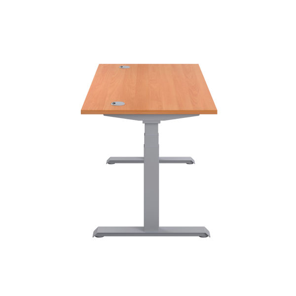 Jemini Sit/Stand Desk with Cable Ports 1200x800x630-1290mm Beech/Silver KF809685