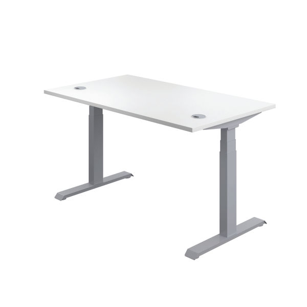 Jemini 1200mm White/Silver Sit Stand Desk KF809739