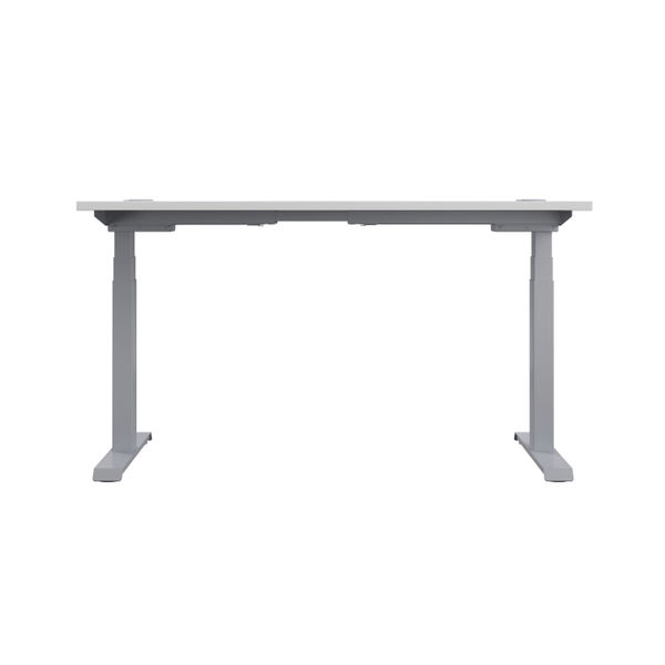 Jemini Sit/Stand Desk with Cable Ports 1200x800x630-1290mm White/Silver KF809739