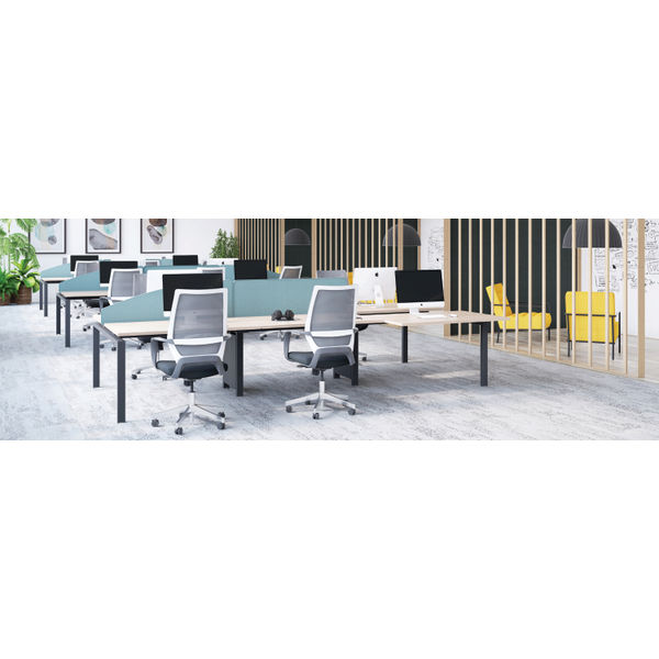 Jemini 2 Person Extension Bench Desk 1400x1600x730mm White/White KF808992