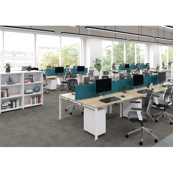 Jemini 1 Person Bench Desk 1400x800x730mm White/White KF808879