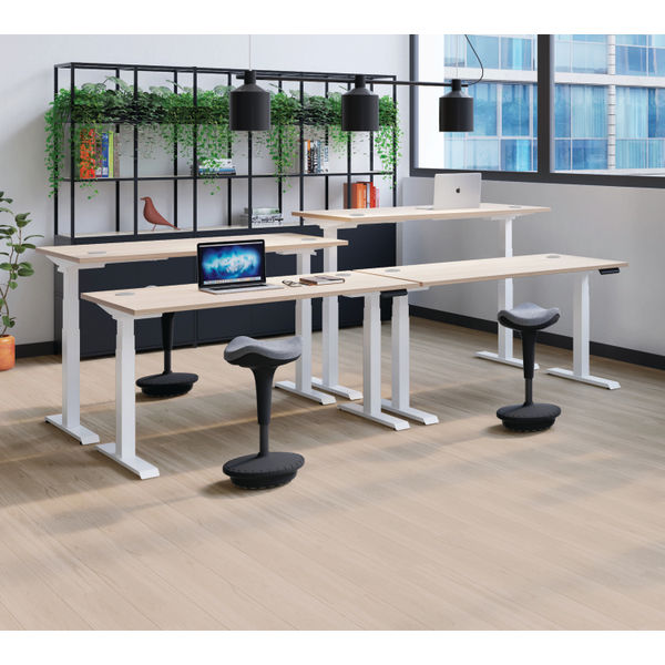 Jemini Sit/Stand Desk with Cable Ports 1200x800x630-1290mm White/White KF809791
