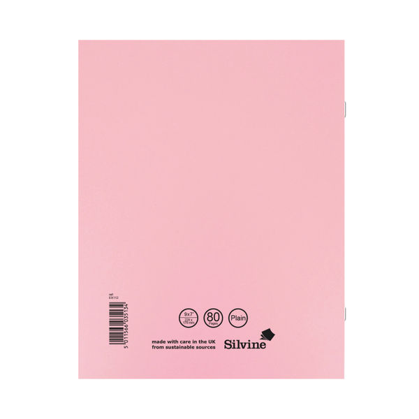 Silvine 229 x 178mm Pink Ruled Exercise Books, Pack of 10 | EX112