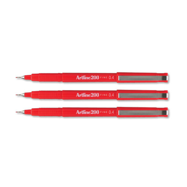 Artline 200 Fineliner Pen Fine Red (Pack of 12) A2002