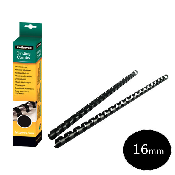 Fellowes Black 16mm A4 Binding Combs, Pack of 100 | 5347302
