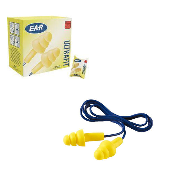 3M Ultrafit Corded Ear Plugs One Size (Pack of 50) UF-01-000