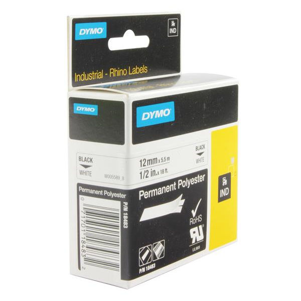 Dymo White Rhino Permanent Polyester Tape 12mmx5.5m - 18483