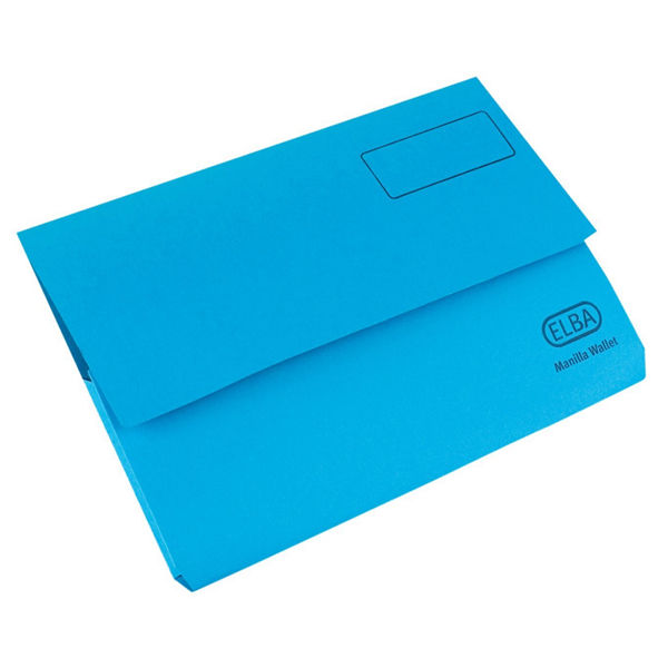 Elba Strongline Foolscap Blue 32mm Document Wallets, Pack of 25