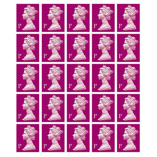 Royal Mail 1p Postage Stamps x 25 Pack (Self Adhesive) P1 Now on