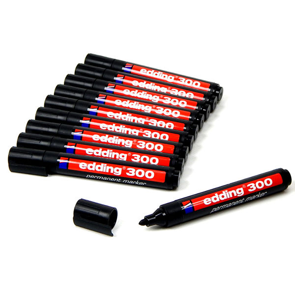 Ruim doe alstublieft niet Oorlogsschip edding 300 Black Permanent Bullet Tip Markers, Pk of 10 - 300-001