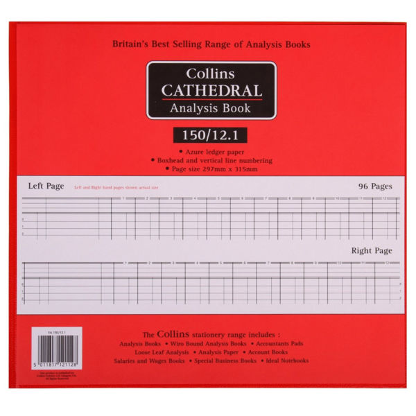 Collins Cathedral Analysis Book, 96 Pages, 12 Cash Columns - 812112/5