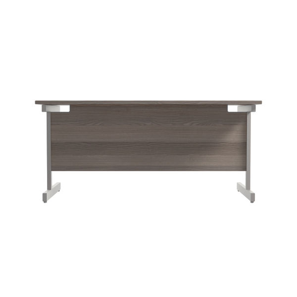 Jemini Single Rectangular Desk 1600x800x730mm Grey Oak/Silver KF801257