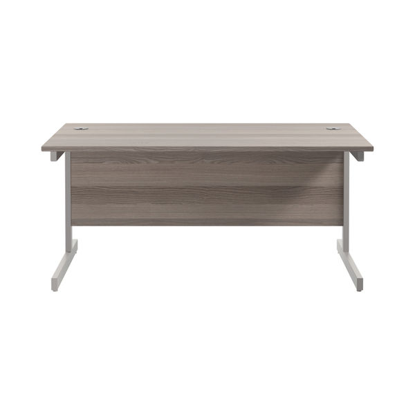 Jemini Single Rectangular Desk 1600x800x730mm Grey Oak/Silver KF801257