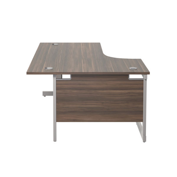 Jemini Radial Left Hand Cantilever Desk 1600x1200x730mm Dark Walnut/Silver KF801778