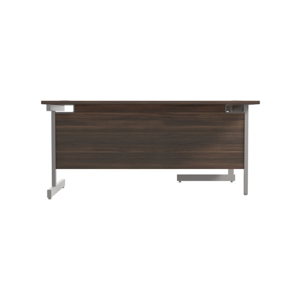 Jemini Radial Left Hand Cantilever Desk 1600x1200x730mm Dark Walnut/Silver KF801778