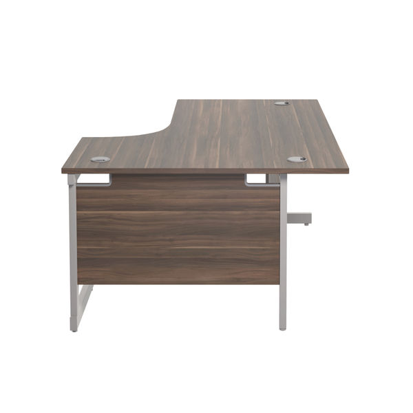 Jemini Radial Right Hand Cantilever Desk 1600x1200x730mm Dark Walnut/Silver KF801830