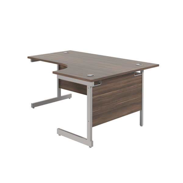 Jemini Radial Right Hand Cantilever Desk 1600x1200x730mm Dark Walnut/Silver KF801830