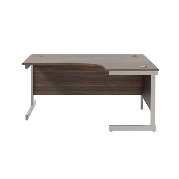 Jemini Radial Right Hand Cantilever Desk 1600x1200x730mm Dark Walnut/Silver KF801830