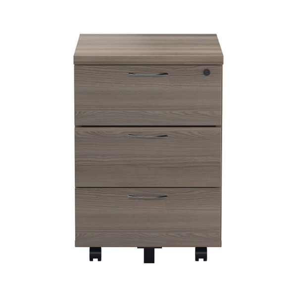 Jemini 3 Drawer Mobile Pedestal 400x500x595mm Grey Oak KF78945