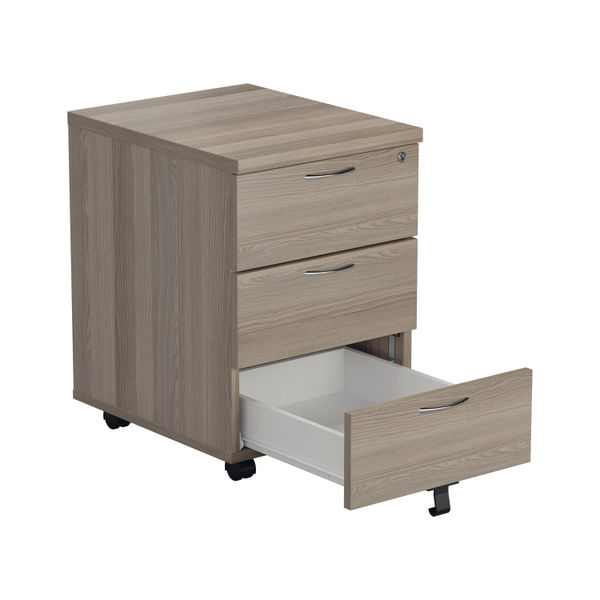 Jemini 3 Drawer Mobile Pedestal 400x500x595mm Grey Oak KF78945