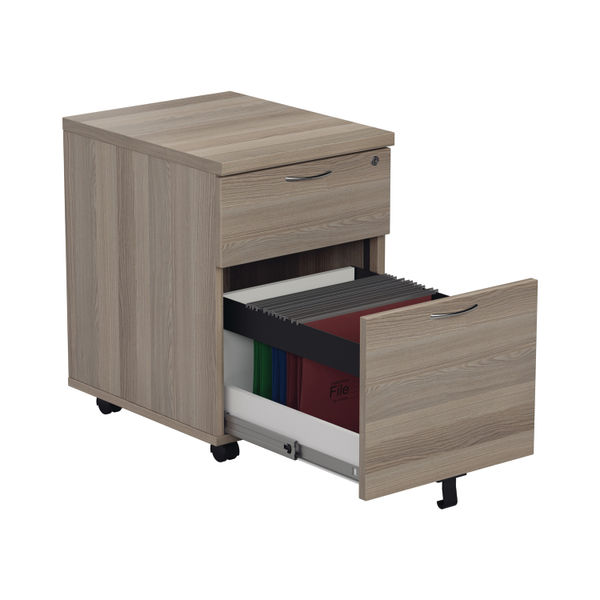 Jemini 2 Drawer Mobile Pedestal 404x500x595mm Grey Oak KF78943
