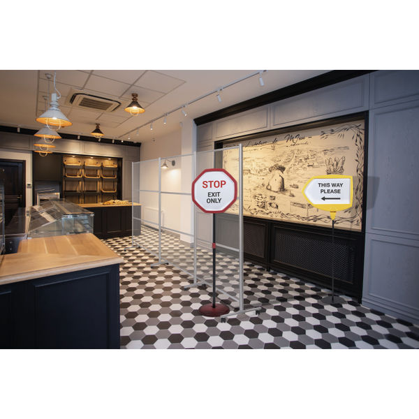 Bi-Office Yellow Arrow Floor Sign Magnetic Drywipe Surface SIG01010909