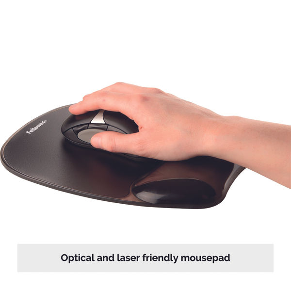 Fellowes Crystal Gel Mouse Pad And Wristrest Black 9112101