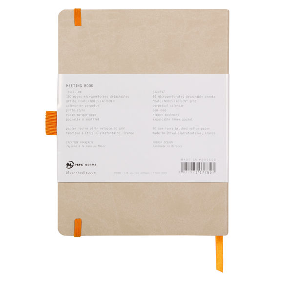 Clairefontaine Rhodiarama Italian Leatherette Meeting Book A5+ Beige 117785C