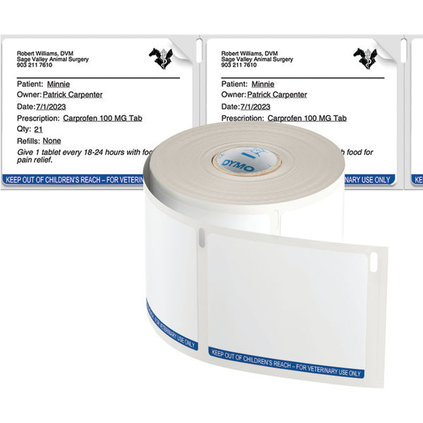 Dymo Labelwriter Veterinary Prescription 54x70mm Easy-Peel 400 Labels (Pack of 6) 2187328