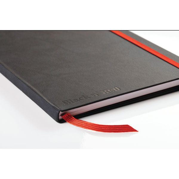 Black n' Red Casebound Hardback Notebook Ruled A4 Black 400038675