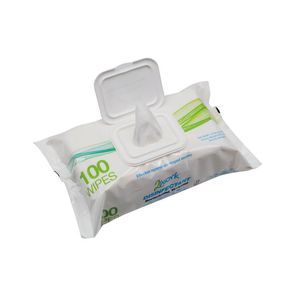 2Work Disinfectant Bactericidal Viricidal Wipes (Pack of 100) 2W07385