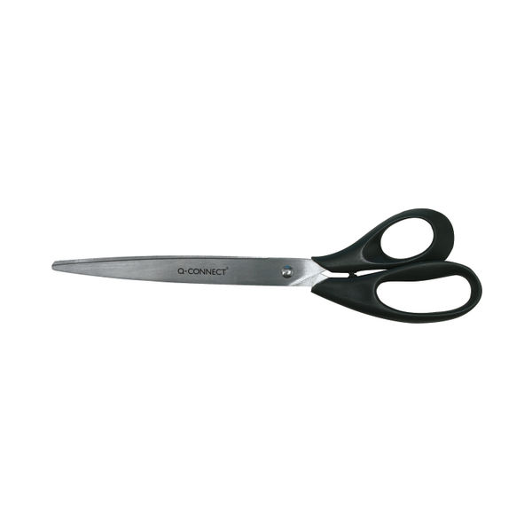 Q-Connect Ergonomic All Purpose Scissors 255mm Stainless Steel Blades Black Handle KF02340