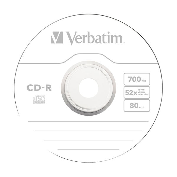 Verbatim 700MB 52x Speed CD-R Extra Protection Spindle, Pack of 100 | 43411