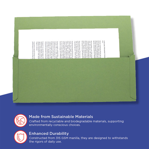Exacompta Guildhall Full Flap Pocket Wallet Foolscap Green (Pack of 50) PW2-GRN