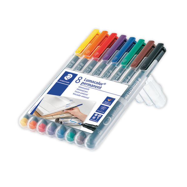 Staedtler Lumocolour Permanent Fine Assorted OHP Pens (Pack of 8) 318-WP8