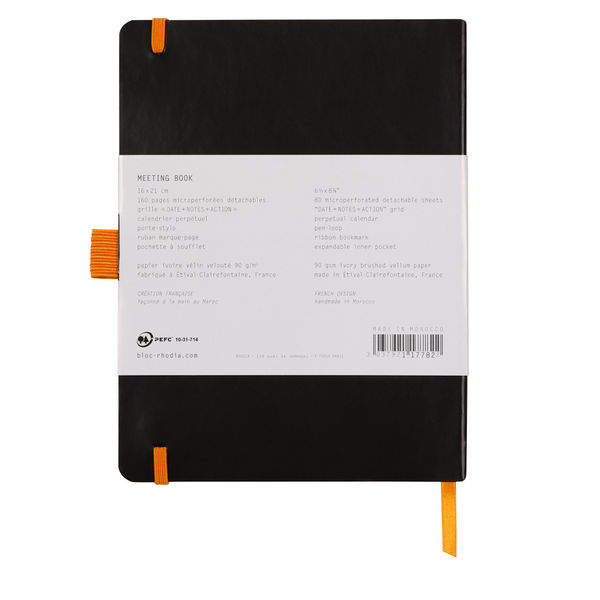 Clairefontaine Rhodiarama Italian Leatherette Meeting Book A5+ Black 117782C