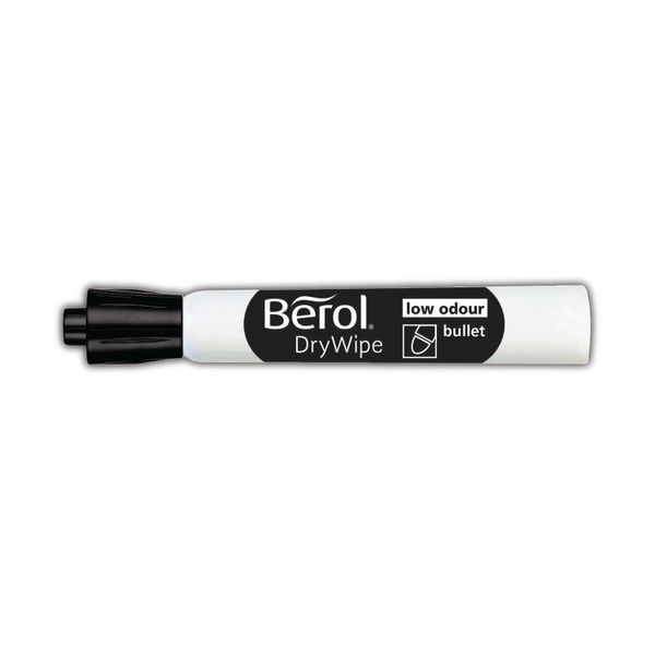 Berol Drywipe Marker Bullet Tip Black (Pack of 48) 1984868