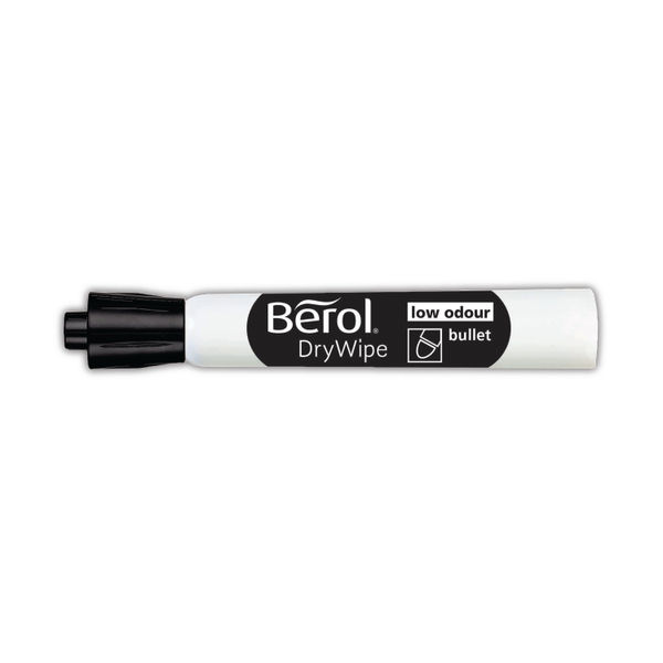 Berol Drywipe Marker Bullet Tip Black (Pack of 12) 1984866