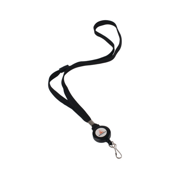 DURABLE TEXTILE LANYARD WITH BADGE REEL BLACK (PACK OF 10) 8223/01