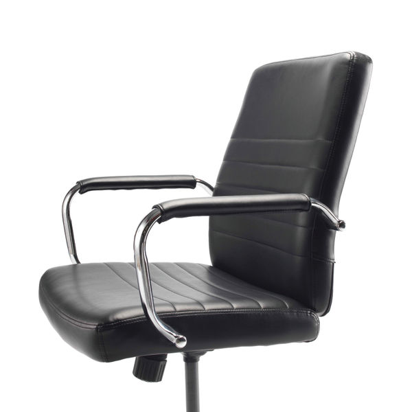 Jemini Amalfi Meeting Chair 630x630x885-980mm Leather Look Black KF79135