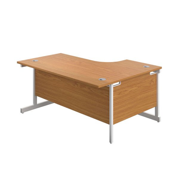 First Radial Left Hand Desk 1800x1200x730mm Nova Oak/White KF803201