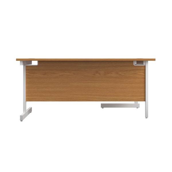 First Radial Left Hand Desk 1800x1200x730mm Nova Oak/White KF803201